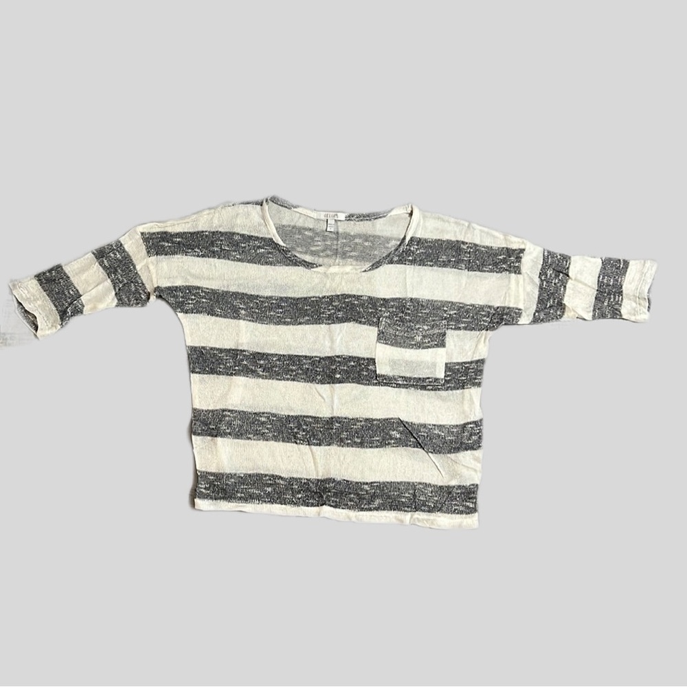 Delia’s Striped Ivory & Silver Sweater Women’s Size Small Shimmery Relaxed Fit